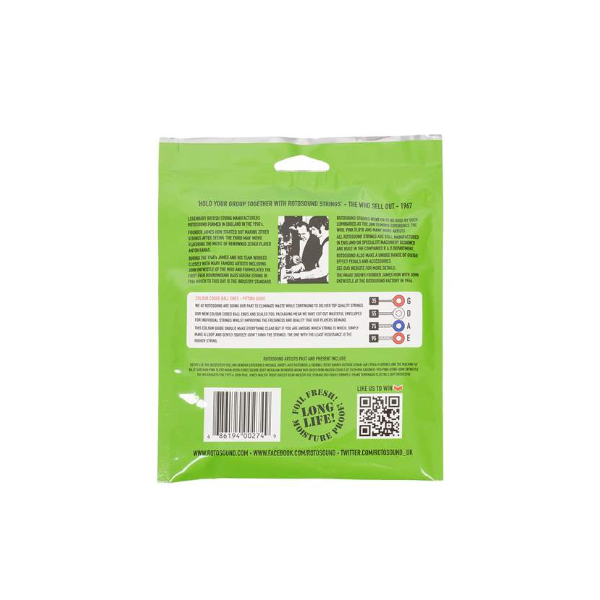 Rotosound Roto Bass Nickel Medium Light Bass Guitar Strings